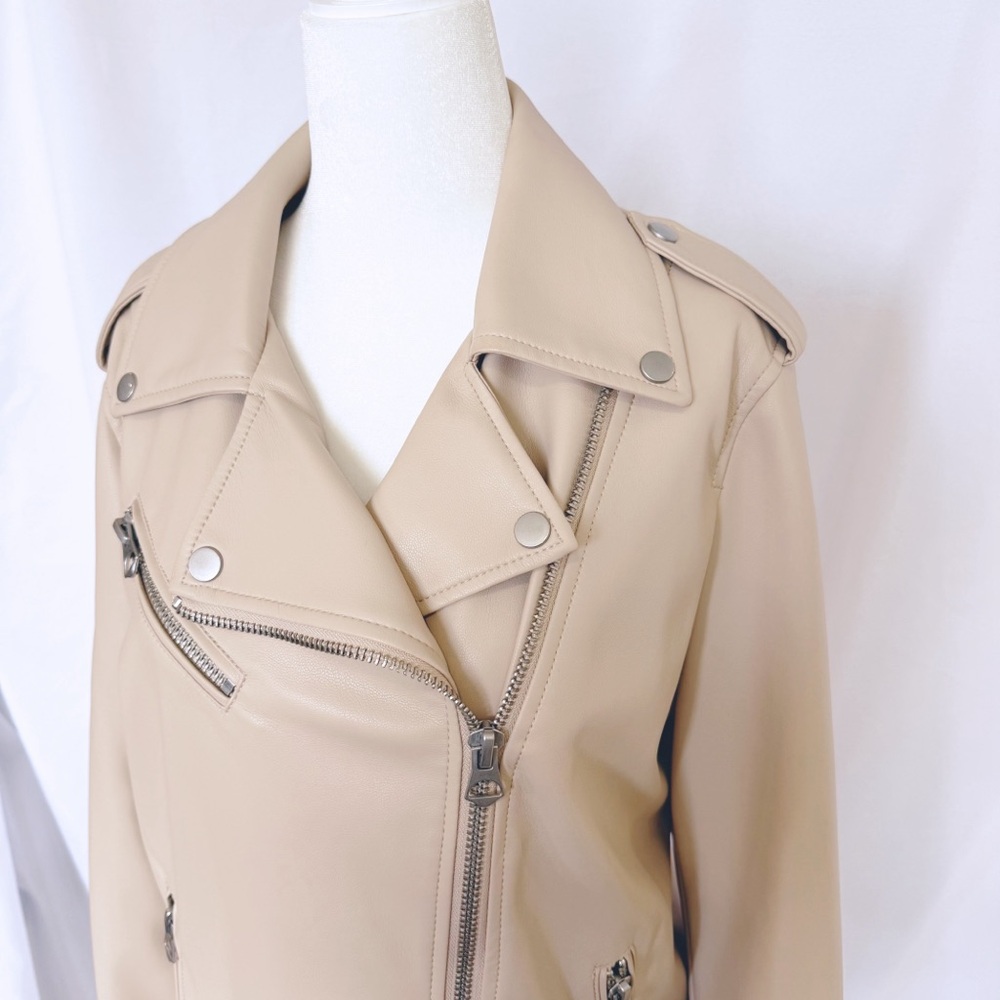 Faux Leather Zip Moto Jacket S - Picture 5 of 10